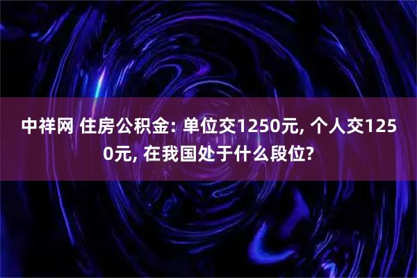 中祥网 住房公积金: 单位交1250元, 个人交1250元, 在我国处于什么段位?